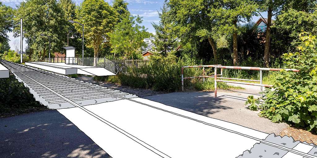 Haltepunkt Beethovenstraße Illustration in einem Bild, die einen Haltepunkt zeigt.