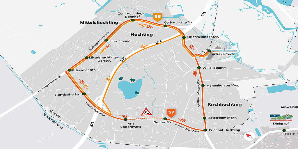 Eine Karte zeigt, in welchem Bereich der Baustelle die Heinrich-Plett-Allee eine Einbahnstraße ist. 